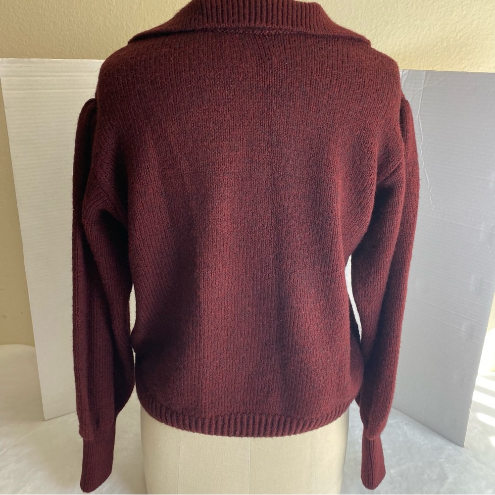 ASOS Long Sleeve Collar Knitted Sweater in Burgundy Size 10 - Picture 6 of 13